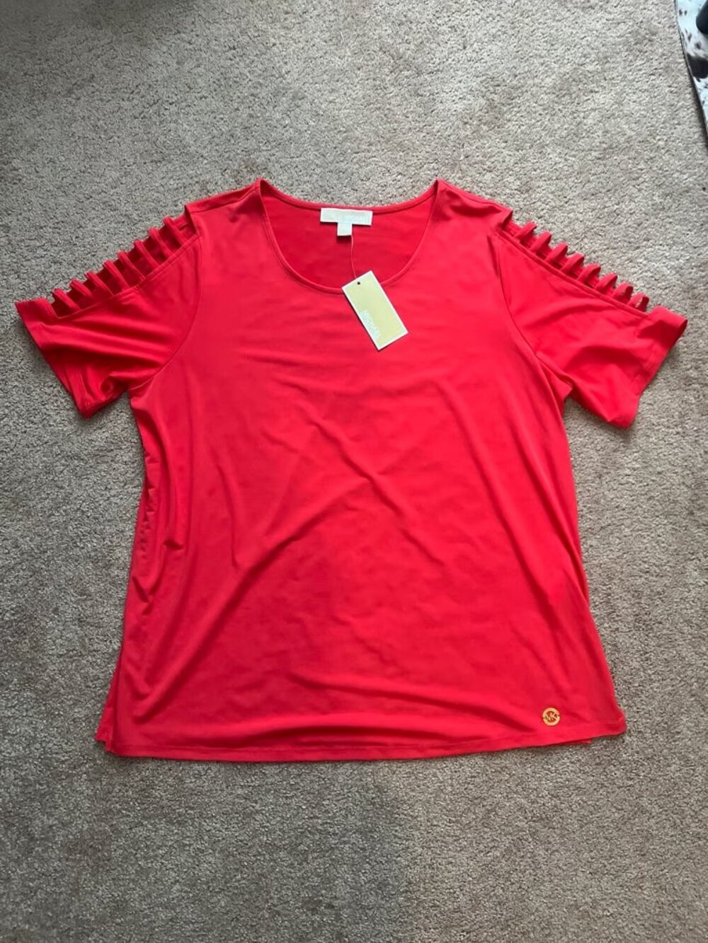 NWT‎ Michael Kors Coral Ladder Sleeve Cut Out Top Blouse 1X